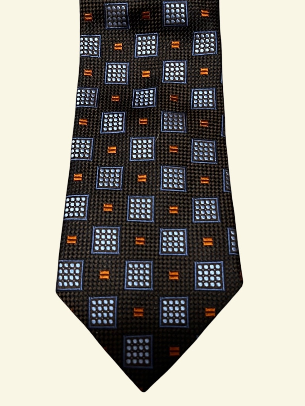 Ermenegildo Zegna 100% Silk Neck Tie 59" x 4" Geometric Square Made in Italy